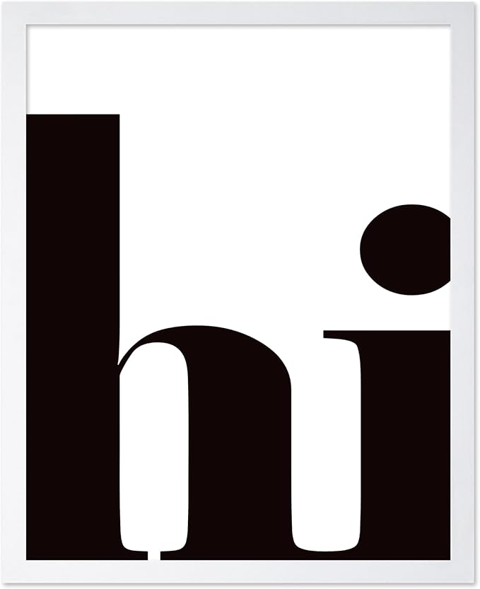 Poster Master Vintage Minimalist Poster - Retro Typography Print - Hi, Greeting, Plain, Modern, Simple - Gift for Artist, Friend - Wall Decor for Living Room, Office, Dorm, 16x20 White Framed