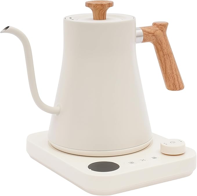 Gooseneck Electric Kettle with ±1°F Precision Temp Control, 1200W Quick Heating Electric Tea Kettle, 304 Stainless Steel Inner & Memory Function for Pour Over Coffee, Tea Brewing, Boil Hot Water