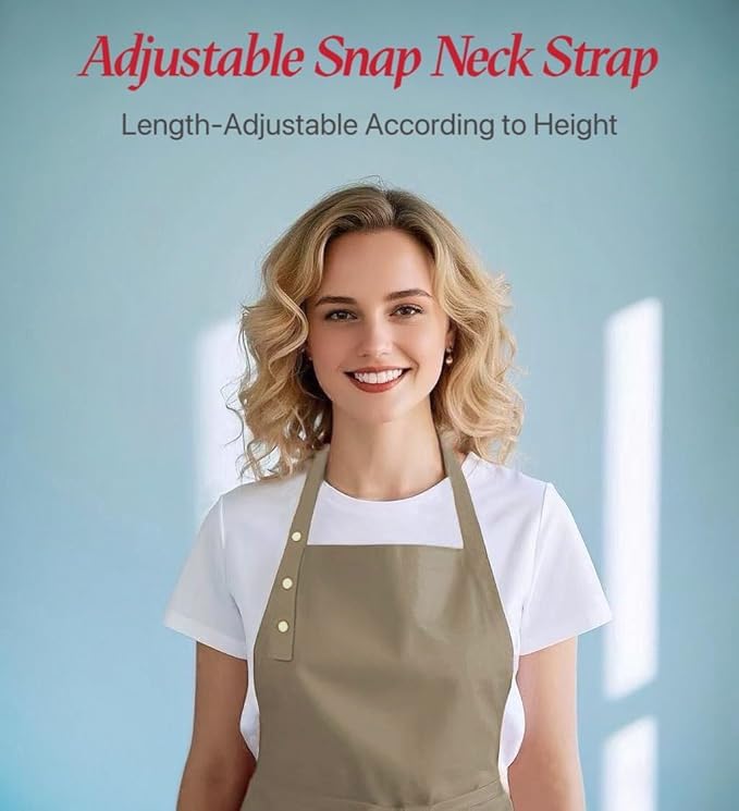 Kitchen Cooking Apron for Women Men Water-Resistant Artist Barista Baking Craft Catering Work Bib with Large Pockets