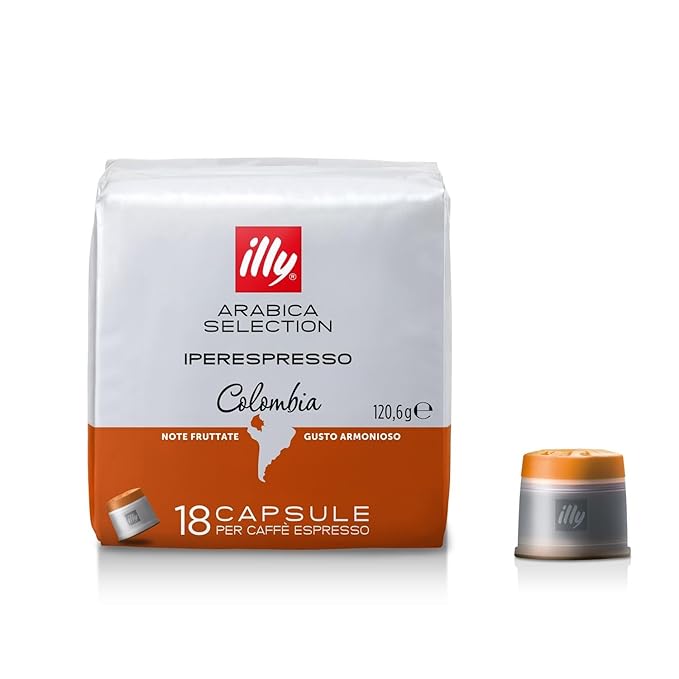 illy Coffee iperEspresso Capsules - Single-Serve Coffee Capsules & Pods - Single Origin Coffee Pods – Colombia Medium Roast with Notes of Fruit - For iperEspresso Capsule Machines – 18 Count