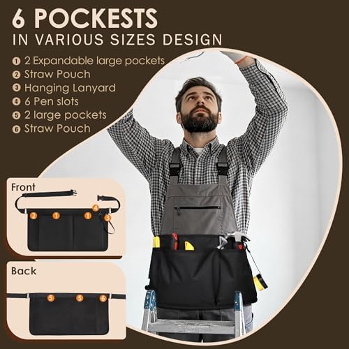 Likesing Server Apron, Serving Apron with Pockets for Waitress, Waiter Waist Tool Pouch Bag with 59'' Adjustable Belt - Image 3