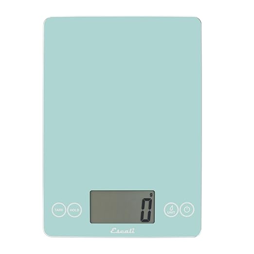 Escali Arti Glass Food Scale Digital Countertop Kitchen, Baking and Cooking Scale with Large Display, 15-Pound Capacity, 9" x 6.5" x .75", Classic Teal