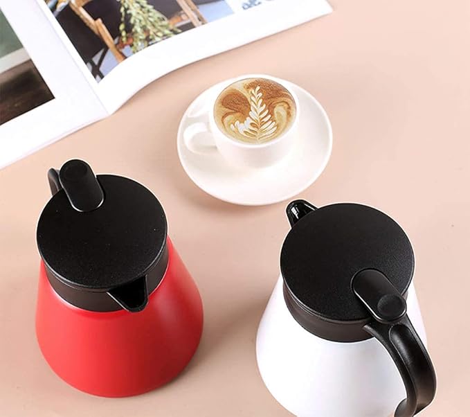 Thermal Coffee Carafe Tea Pot 20 Oz Stainless Steel Insulation Pot Double Wall Vacuum Insulated Coffee Water & Beverage Dispenser (Red)