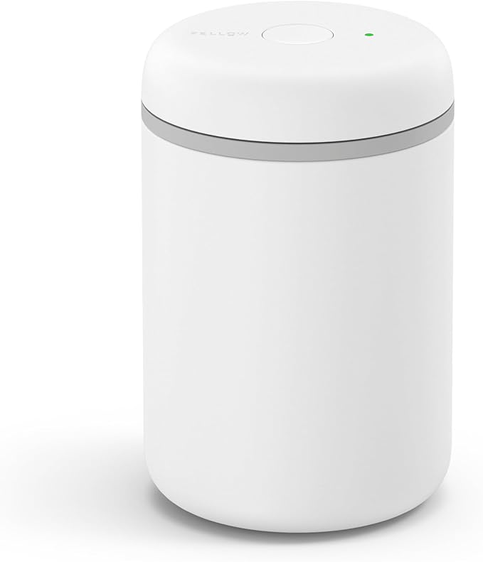 Fellow Atmos Electric Vacuum Canister & Storage Container - Airtight Coffee & Food Storage Containers - Coffee Containers - (Matte White, 1.2 Liter)