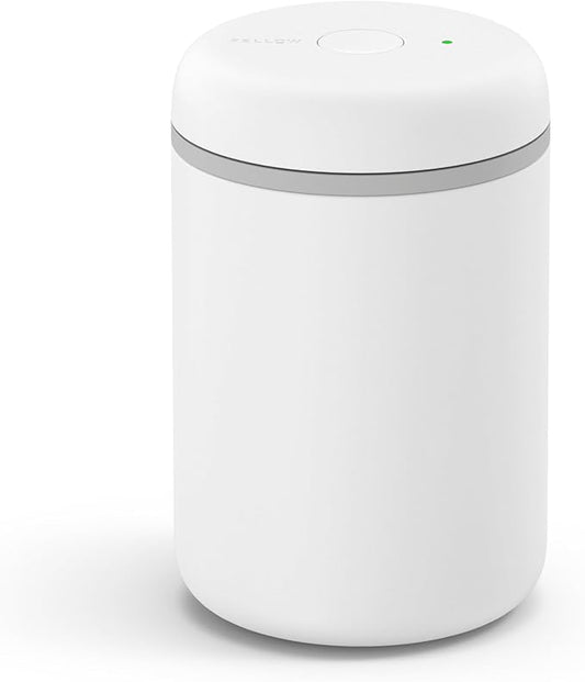 Fellow Atmos Electric Vacuum Canister & Storage Container - Airtight Coffee & Food Storage Containers - Coffee Containers - (Matte White, 1.2 Liter)