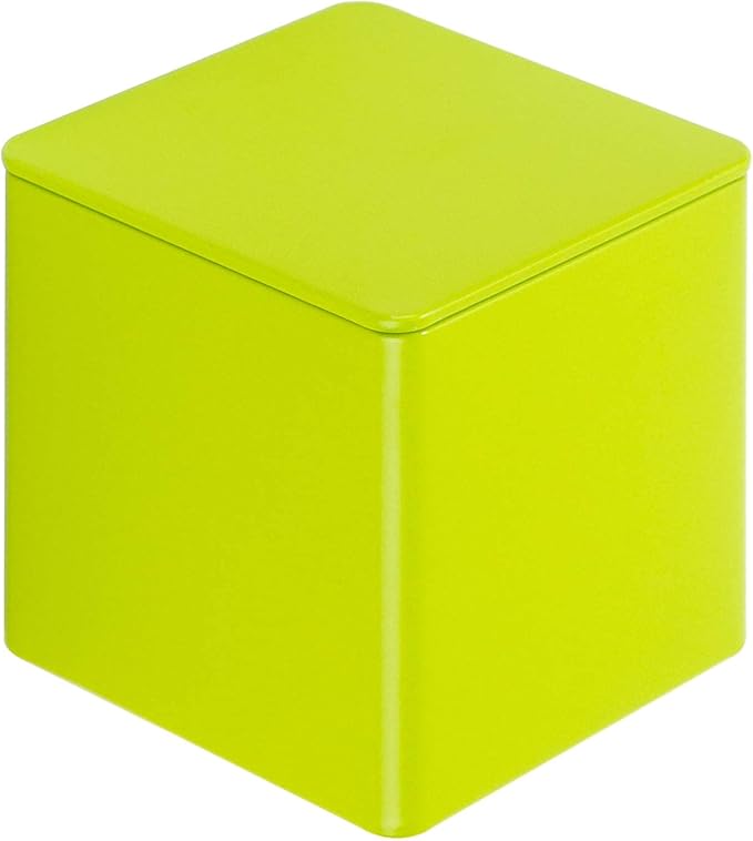 Square Tin Can Empty Cube Steel Box Storage Container kit 65mm Series for Treats, Gifts, Favors, Loose Tea, Coffee and Crafts, Green, 3S