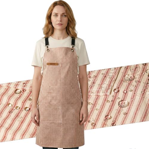 Professional Unisex Chef Apron – Cross-Back, Large Pockets, Water-Resistant Cotton Canvas by KAQJWL