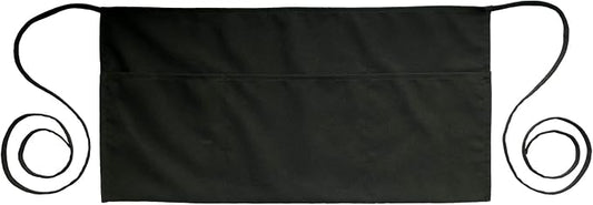 PLOYMONO 1P Black Server Apron with 3 Pockets, Short Waist Waitress Apron | Polyester Short Waiter Apron with 3 Deep Pockets, Great for Restaurant Servers, Bartenders, Hosts, Baristas by PLOYMONO