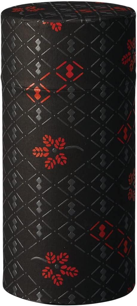 Japanese Tea Canister Tin INDEN Hyoutan(Gourd) Pattern/Double Lid/Japanese Washi Paper Pasted /200g Tea Capacity/Loose Leaf Tea Storage/Storage Container with Lid