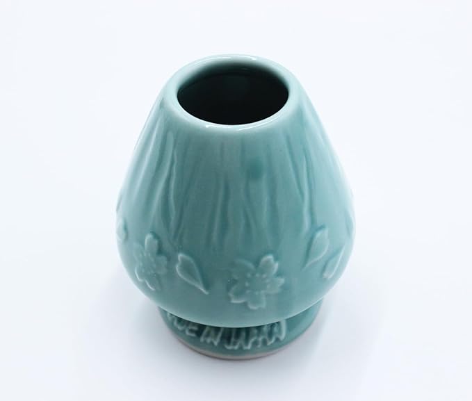 Japanese Tea Matcha Bamboo Whisk Holder Stand Chasen Naoshi Tea Accessory Porcelain Fuji Design (Snow)