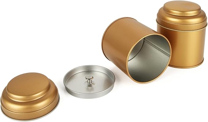 Acrux7 12 Pack Small Tea Tin Canisters with Airtight Lids, 8oz Loose Leaf Tea Storage Containers, Round Metal Airtight Tea Tins Containers for Herbs, Spices, Coffee, Loose Tea, Cube Sugar