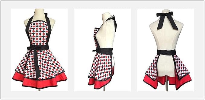Hyzrz Lovely Handmade Cotton Retro Aprons for Women Girls Cake Kitchen Cook Apron for Mother's Gift (Multicolor) - Image 7