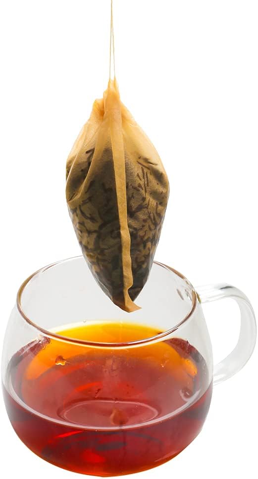 Tea Filter bags, safe and natural material, disposable tea infuser, empty tea bag with drawstring for loose leaf tea, set of 100（3.15 x 3.94 inch ） (Initial)