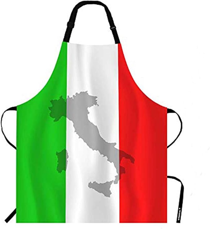 WONDERTIFY Italian Flag Apron,The Contour of Italian Territory Is Printed on The Flag Bib Apron with Adjustable Neck for Men Women,Suitable for Home Kitchen Cooking Waitress Chef Grill Bistro Apron