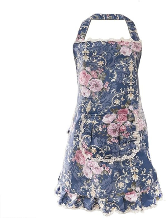 Small Cooking Apron with Pocket, Pinafore Apron Dress for Women, Kitchen Apron Gift for Women, Weight within 140lb by RchleaKry