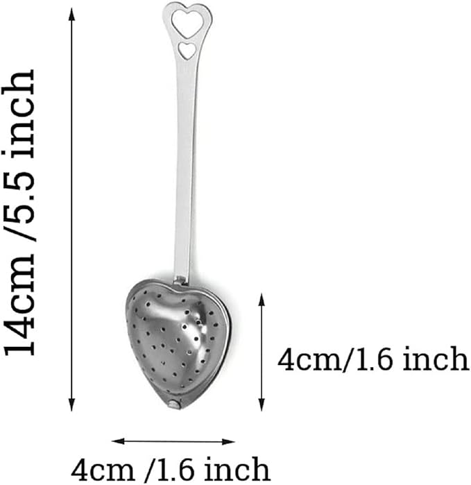 MIAO JIN 12Pcs Stainless Steel Tea Infuser Mesh Heart Shaped Tea Strainer Spoon Sugar Flour Sifters Filters Tea Interval Diffuser for Loose Leaf, Spices, Seasonings