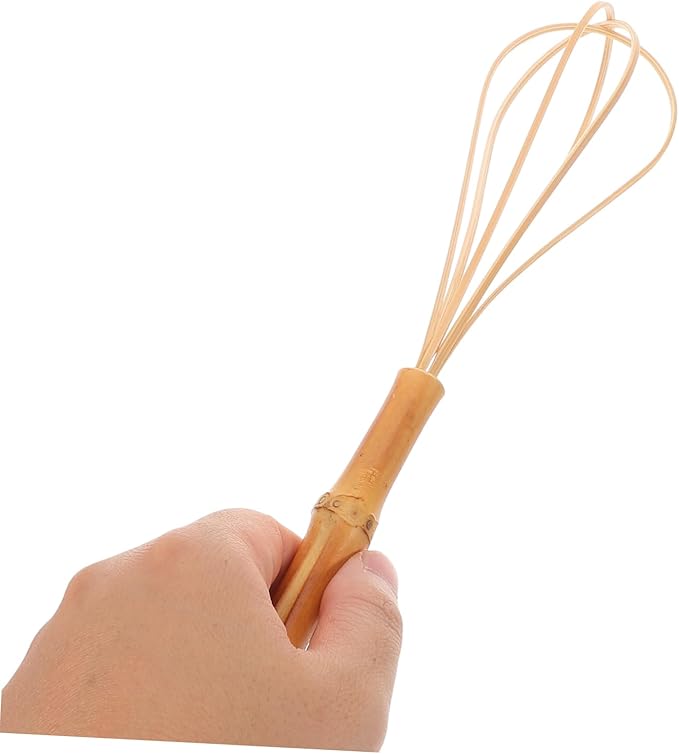 Manual Egg Mixer Bamboo Egg Whisk Large Whisk Multi-use Stirrer Easy to Clean Non-sticky Lightweight Ergonomic Handle for Cooking