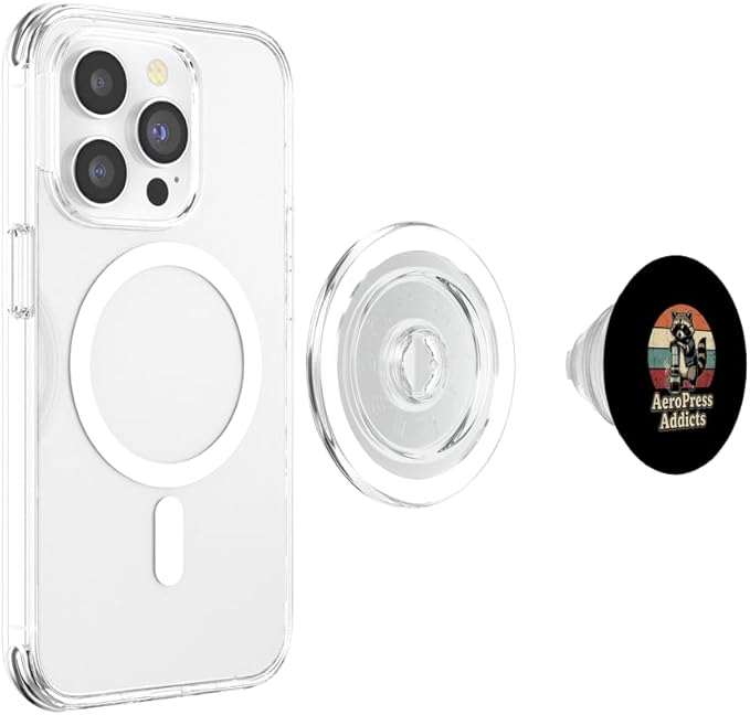 Retro Raccoon Coffee Lover Shirts AeroPress Addicts PopSockets PopGrip for MagSafe