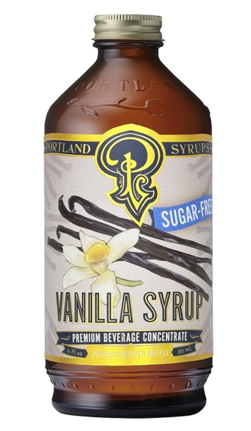 Portland Syrups Sugar-Free Vanilla Syrup - Smooth Creamy Classic Vanilla for Lattes, Cold Brew, Iced Tea, Smoothies, Desserts, No Artificial Aftertaste, 12 oz Bottle, 24 Servings Pack of 1