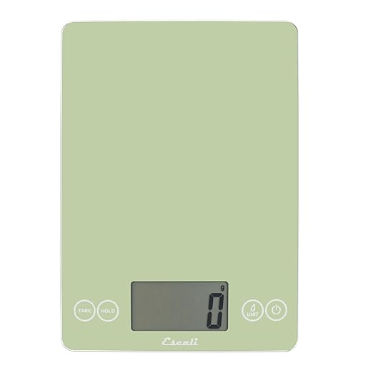 Escali Arti Glass Food Scale Digital Countertop Kitchen, Baking and Cooking Scale with Large Display, 15-Pound Capacity, 9" x 6.5" x .75", Classic Green