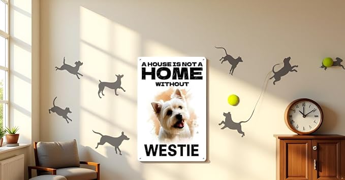 Funny Westie Inu Metal Tin Sign – “A House Is Not a Home Without a Westie Inu” Dog Wall Art, 8x12 Inch Vintage Aluminum Sign for Home, Living Room, Entryway, Man Cave, or Dog Lover Gift - Image 4