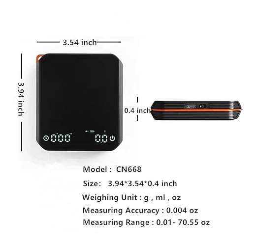 Coffee Scale with Timer,Electronic Food Scale,EAVO Digital Multifunction Weighing Scale with 2kg/0.1g High Precision for Drip Coffee, Baking, Cooking
