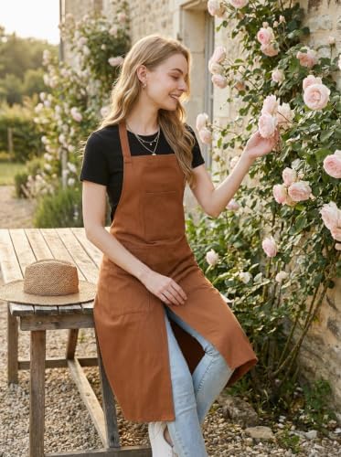 Molaxhome Split Pottery Apron with 3 Pockets Unisex with Adjustable Strap | Cotton Blend,Kitchen Apron,for Ceramics,Gardening,Kitchen Cooking - Image 2