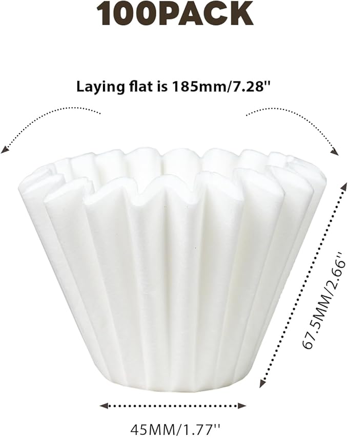 2-5 Cup Coffee Filters,100 Count Disposable Basket Coffee Filter Paper, Compatible with Kalita Wave Pour Over Coffee Dripper 185 Series, For 2-5 People
