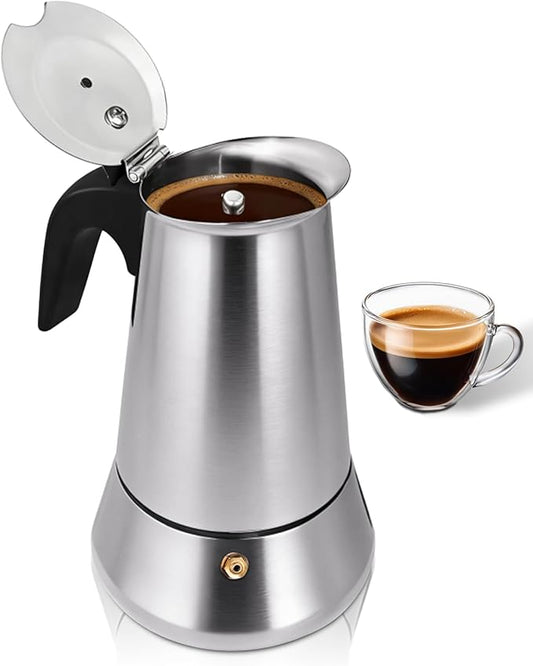 Coffee Maker Stovetop Espresso Maker Moka Pot Easy Brewing 6 Cup 10oz 300ml Stainless Steel Silver Percolator Home Italian Café Electric Ceramic Stoves Camping Classic Espresso Brew