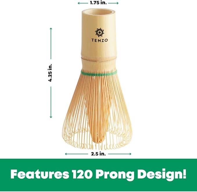 Tenzo Bamboo Whisk for Ceremonial Grade Matcha Green Tea - Authentic Traditional 100 Prong Bamboo Whisk