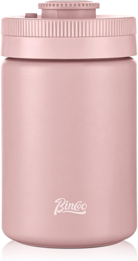 Bincoo Coffee Canister, Large Stainless Steel Coffee Bean Storage Container with Date Tracker, One-Touch Vacuum Seal Coffee Canister, Airtight Food Storage Container Freshness Kit for Coffee Beans