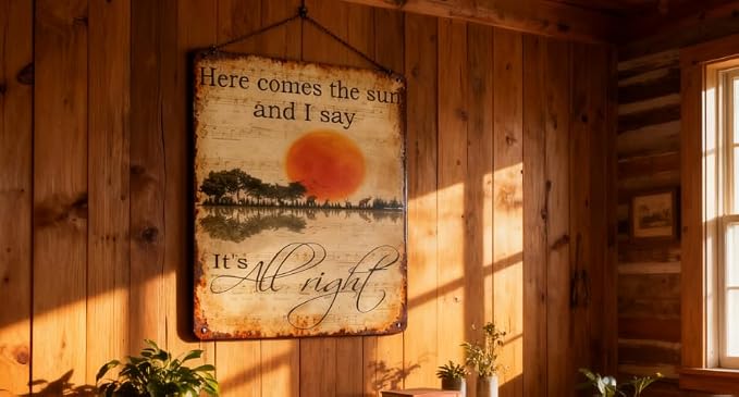 Rustic Retro Metal Tin Sign "Here Comes The Sun And I Say It's All Right", Vintage Decorative Wall Art, 8x12inch/20x30cm, Country Style Indoor/Outdoor Decor - Image 8