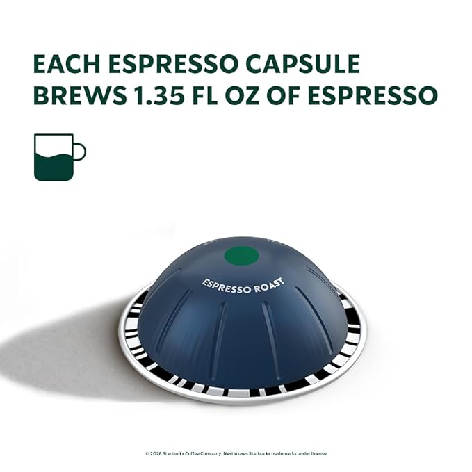 Starbucks by Nespresso Vertuo, Dark Roast Espresso, 50-count Espresso Pods, Brews 1.35 oz.