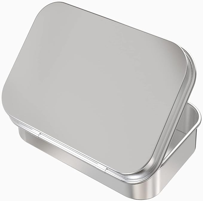 12 Pcs Metal Hinged Tin Box Container Mini Portable Small Storage Container Kit with Lid for Home Storage 3.7x2.3x0.8 inch.