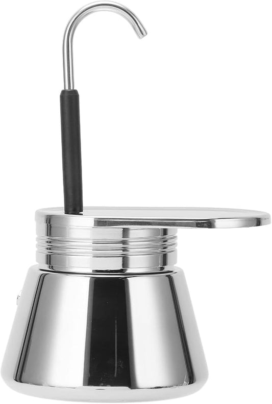 Single Spout Mocha Pot, Stainless Steel Mokapot, Portable Lightweight Stovetop Espresso Maker for Home, Office, Travel, 50ml (50ml)
