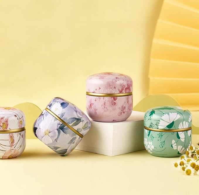 12-Pack Empty Tin Can Candle Containers With Lid Sealed Jar Scented Tea Tins Metal Coffee Candy Cans Gift Storage Jewelry Boxes Ink Printing Pattern Round Can