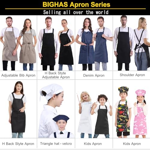 BIGHAS Adjustable Bib Apron with Long Ties for Women Men 18 Colors Chef Kitchen Cooking - Image 7
