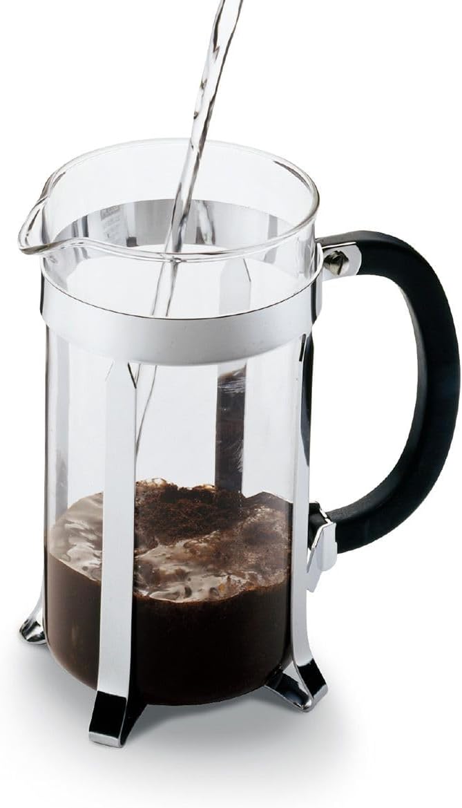 Bodum Caffettiera French Press Coffee Maker, Black Plastic Lid and Stainless Steel Frame, 8-Cup, 34-Ounce