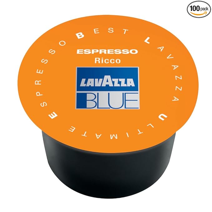 Lavazza BLUE Capsules, Espresso Ricco Coffee Blend, Dark Roast, 28.2-Ounce Boxes (Pack of 100)