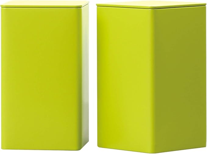 Colorful Square Tin Can Empty Cube Steel Box Storage Container for Treats, Gifts, Favors, Loose Tea, Coffee and Crafts, Mini Portable Small Storage Kit (Green, 2-Large)