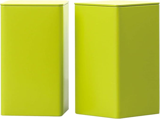 Colorful Square Tin Can Empty Cube Steel Box Storage Container for Treats, Gifts, Favors, Loose Tea, Coffee and Crafts, Mini Portable Small Storage Kit (Green, 2-Large)