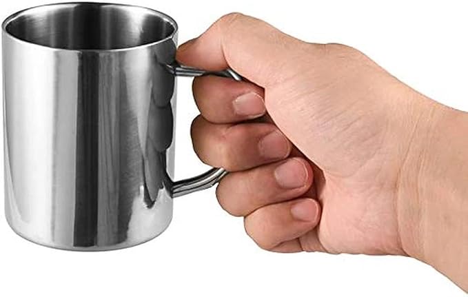 IMEEA 10oz Stainless Steel Coffee Mug, Double Walled Cup with Handle, Standard Size for Daily Coffee, Camping Use, Set of 2