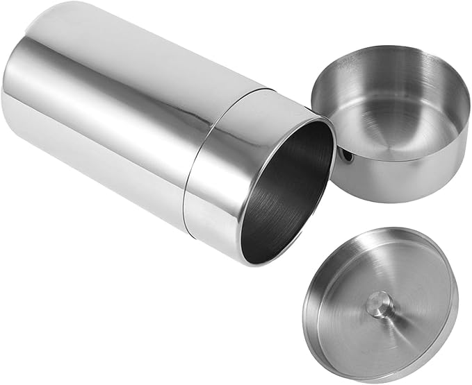 Tea Canister, Double Seal Tea Tins for Loose Tea, Stainless Steel Tea Tin Canister, Round Tea Storage Containers with Airtight Double Lids for Coffee Sugar, 5.9 x 3.0in (L)