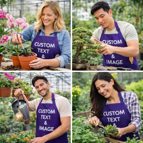 Custom Apron Women Men with Pockets Personalized Name Logo Cooking Aprons | Customizable Full Length Cotton Twill, Add Any Text Photo or Business Logo, Two Deep Pockets, 14 Colorways - Image 5
