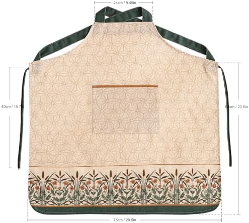 patdrea Blue Floral Linen Apron with Pocket,French Kitchen Garden Chef BBQ Aprons for Women and Men,Crisscross Back Straps - Image 5