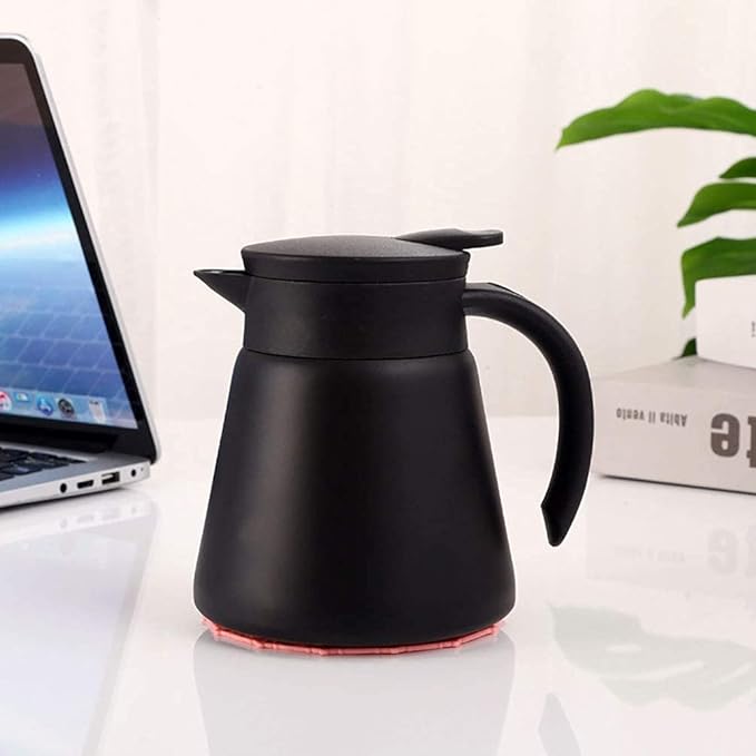 Thermal Coffee Carafe Tea Pot 20 Oz Stainless Steel Insulation Pot Double Wall Vacuum Insulated Coffee Water & Beverage Dispenser (Black)