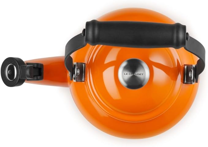 Le Creuset Enamel On Steel Demi Tea Kettle with Metal Finishes, 1.25 qt., Flame