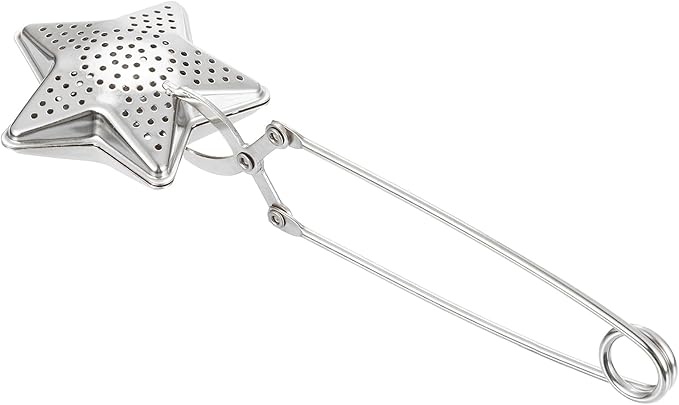uxcell Star Snap Tea Ball Infuser with Handle, Loose Tea Steeper, Stainless Steel Tea Strainer for Brew Loose Leaf Tea, Silver