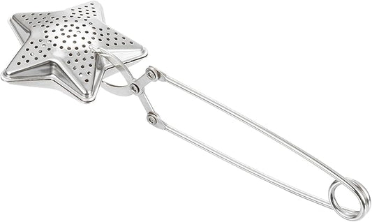 uxcell Star Snap Tea Ball Infuser with Handle, Loose Tea Steeper, Stainless Steel Tea Strainer for Brew Loose Leaf Tea, Silver