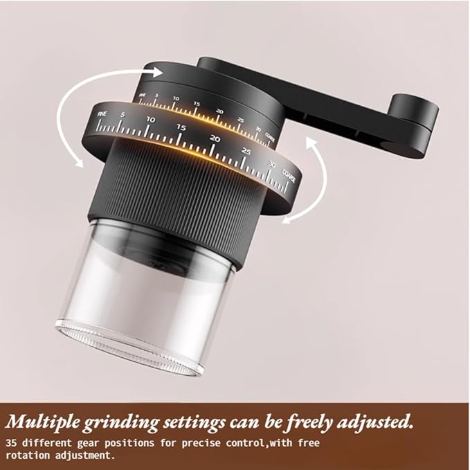 Manual Coffee Grinder, Premium Conical Burr Mill with 18 Adjustable Settings - Portable Hand Crank Bean Grinder for Espresso, French Press, Turkish Coffee, Includes Brush, Scoop & 100 Filters (white)